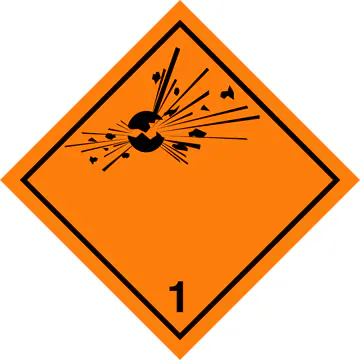Class 1 explosives hazard placard