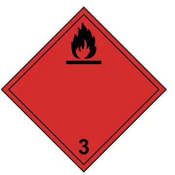 Class 3 flammable liquids hazard placard