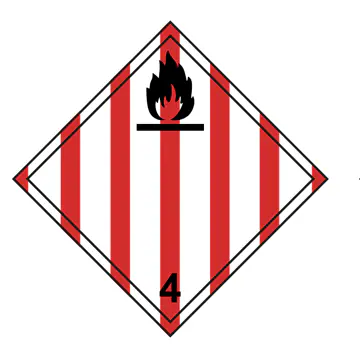Class 4 flammable solids hazard placard