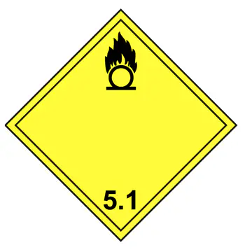 Class 5 oxidising substances hazard placard
