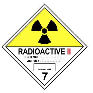 Class 7 radioactive hazard placard
